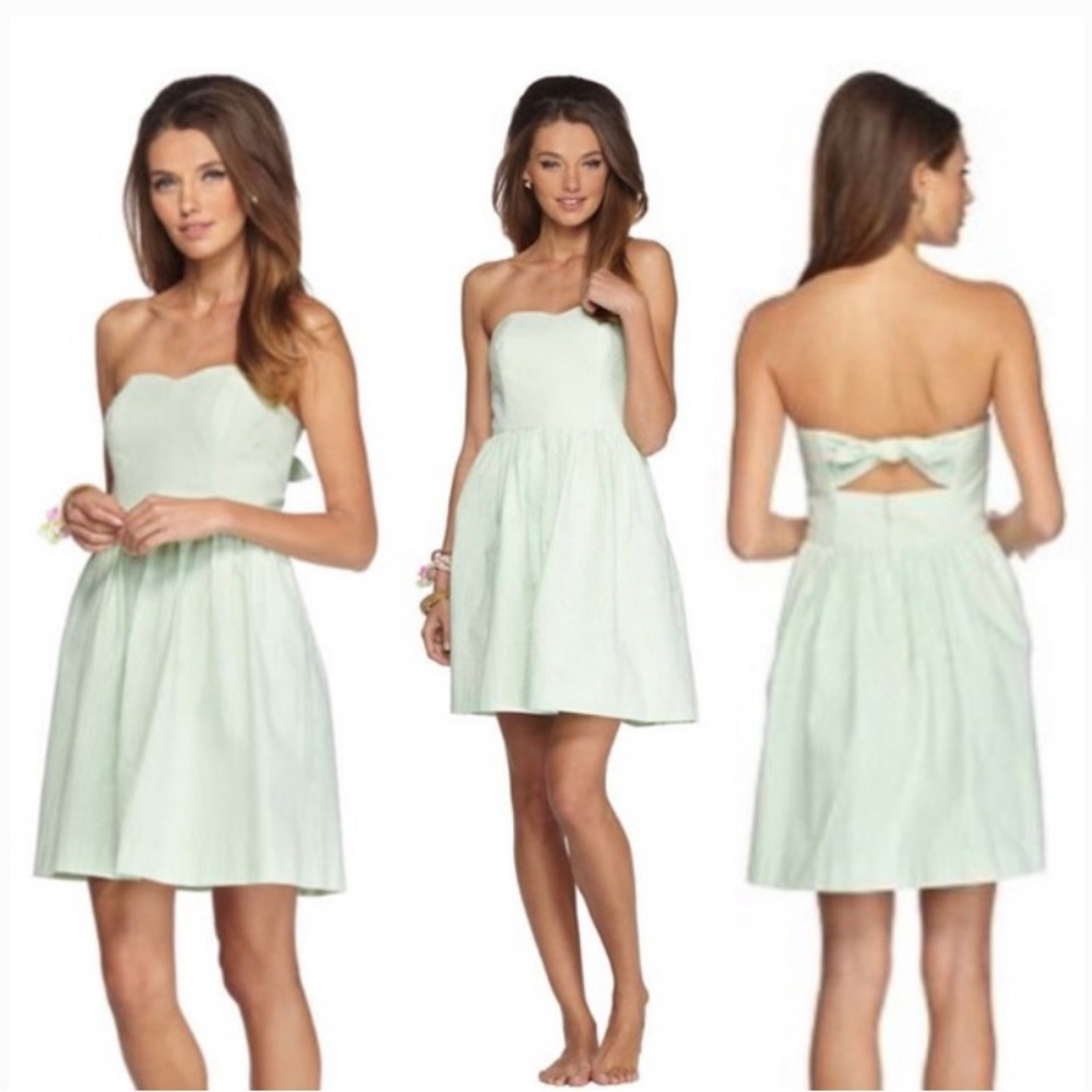 Lilly Pulitzer Richelle strapless green seersucker dress